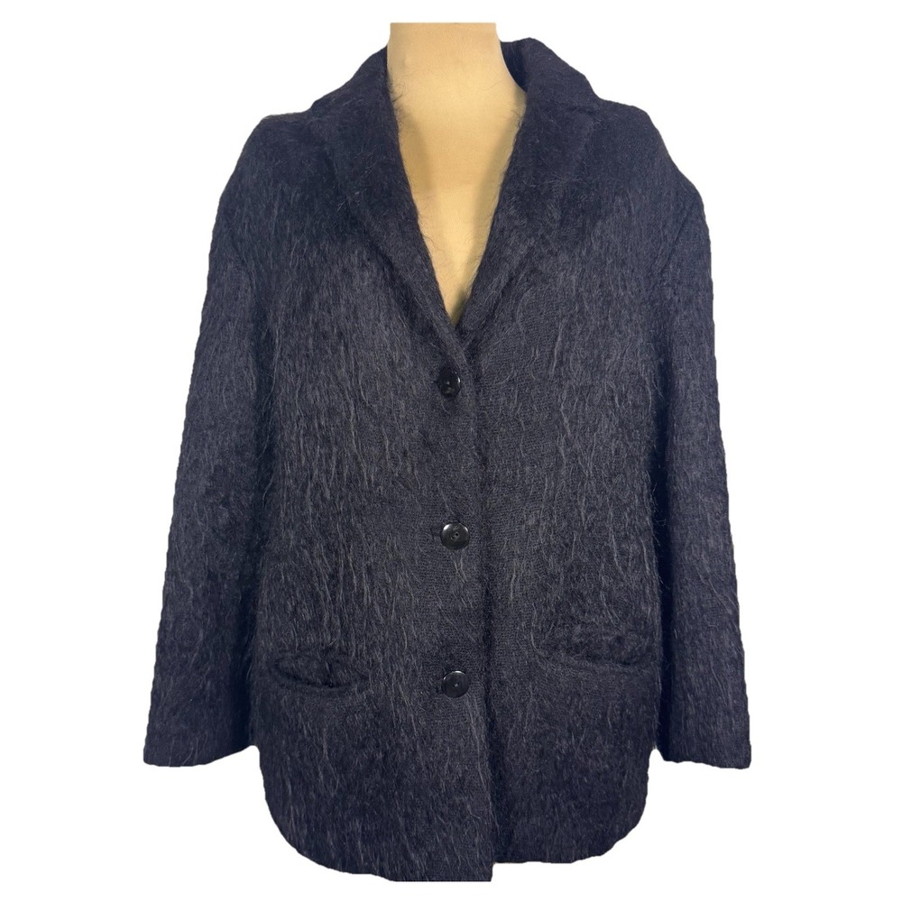 Galante for Felissimo Italy Mohair Wool Blazer Jacket Black S Vintage 90s Y2K